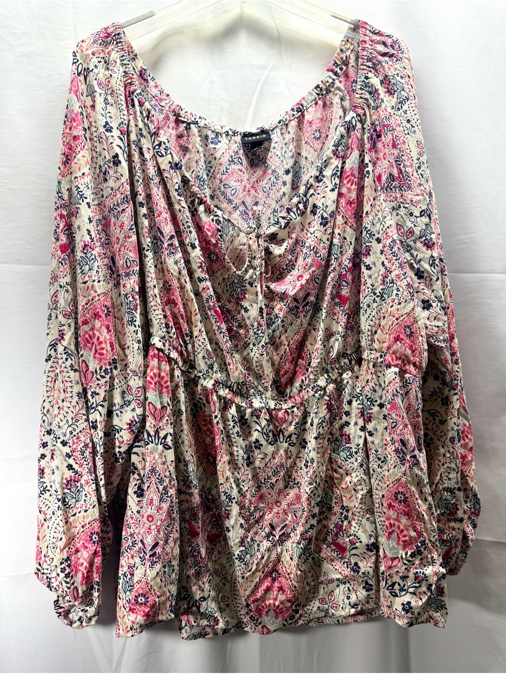 Torrid Multi Colored Paisley Peasant Blouse Size 4 (4X)